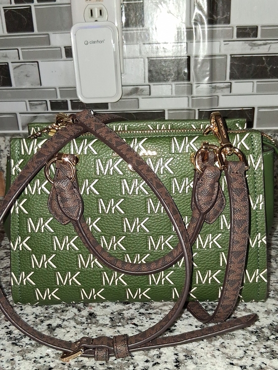 Michael Kors Handbags - Michael Kors Amazon Green MK Sm.Logo Marilyn Monogramed Satchel Crossbody